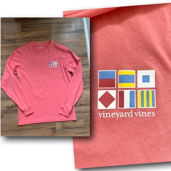 Vineyard Vines Long-sleeve Graphic Tee Mens Flagpoles Size-XS - Picture 6 of 11